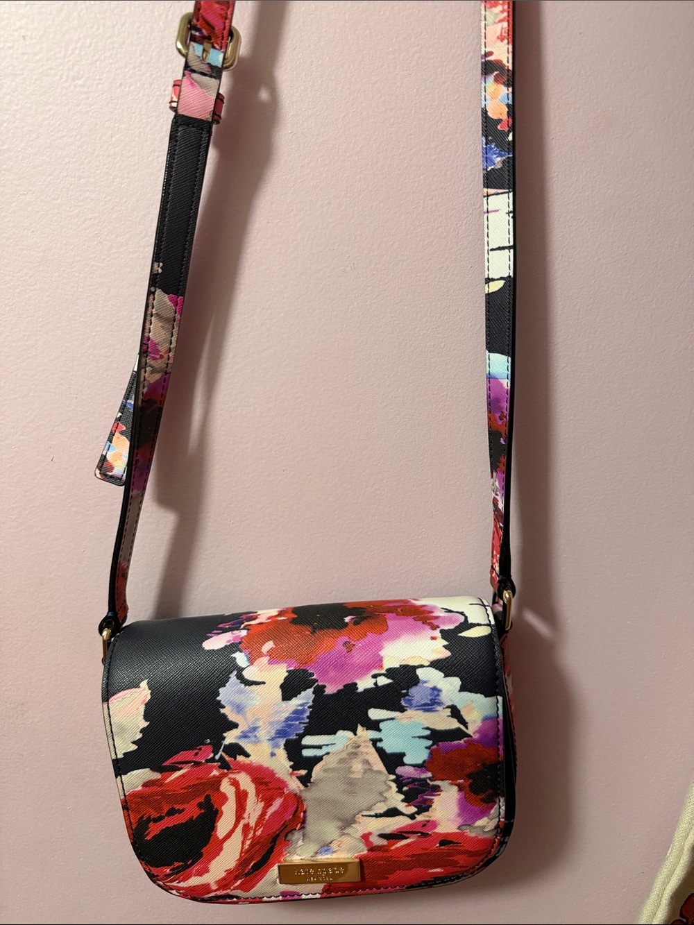 Kate Spade Floral Crossbody Shoulder Bag - Black Multicolor